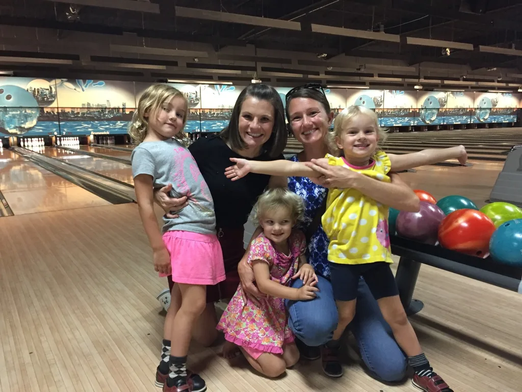 Vacation day 2: some driving, swimming, bowling, eating, ands lots of hugging. The girls were thrilled to see their Auntie Em.