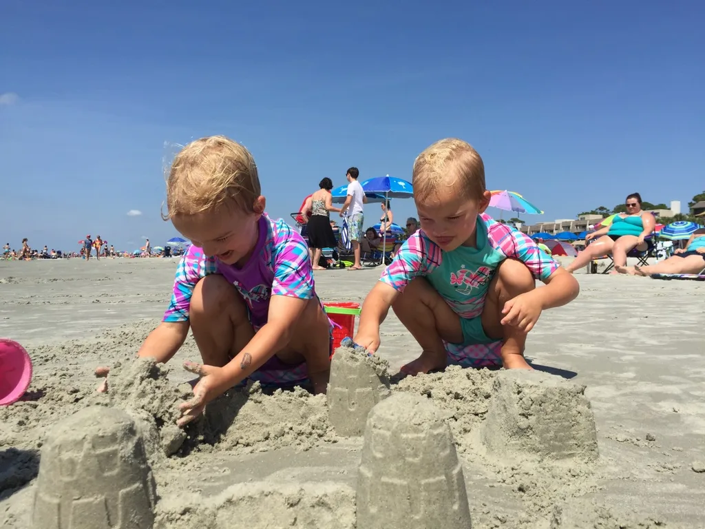 Vacation day 3: We had a blast playing at the beach on Hilton Head Island. It was their first time at the ocean, and Gwen and Josie loved it! Gwen especially liked crashing into the waves. Abby and Josie really liked playing in the sand.