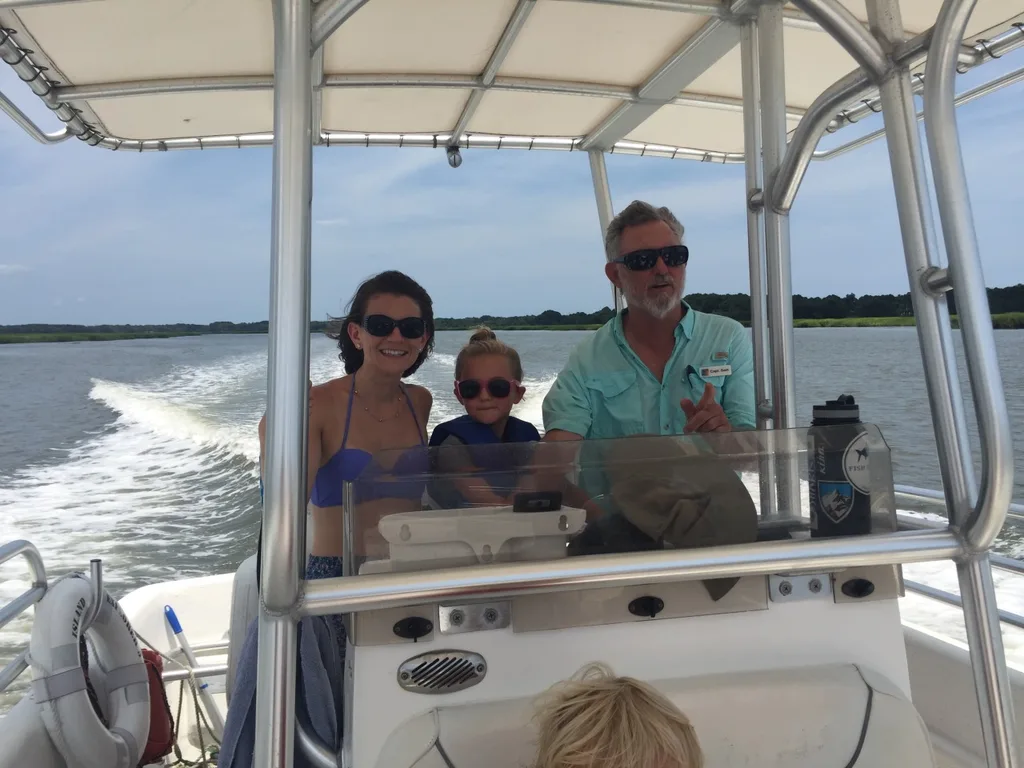 Vacation day 5: Dolphins and sharks were the highlights of our day! Mom and Tim joined us for a wonderful dolphin tour, and a surprise evacuation from the water at Coligny beach due to sharks!