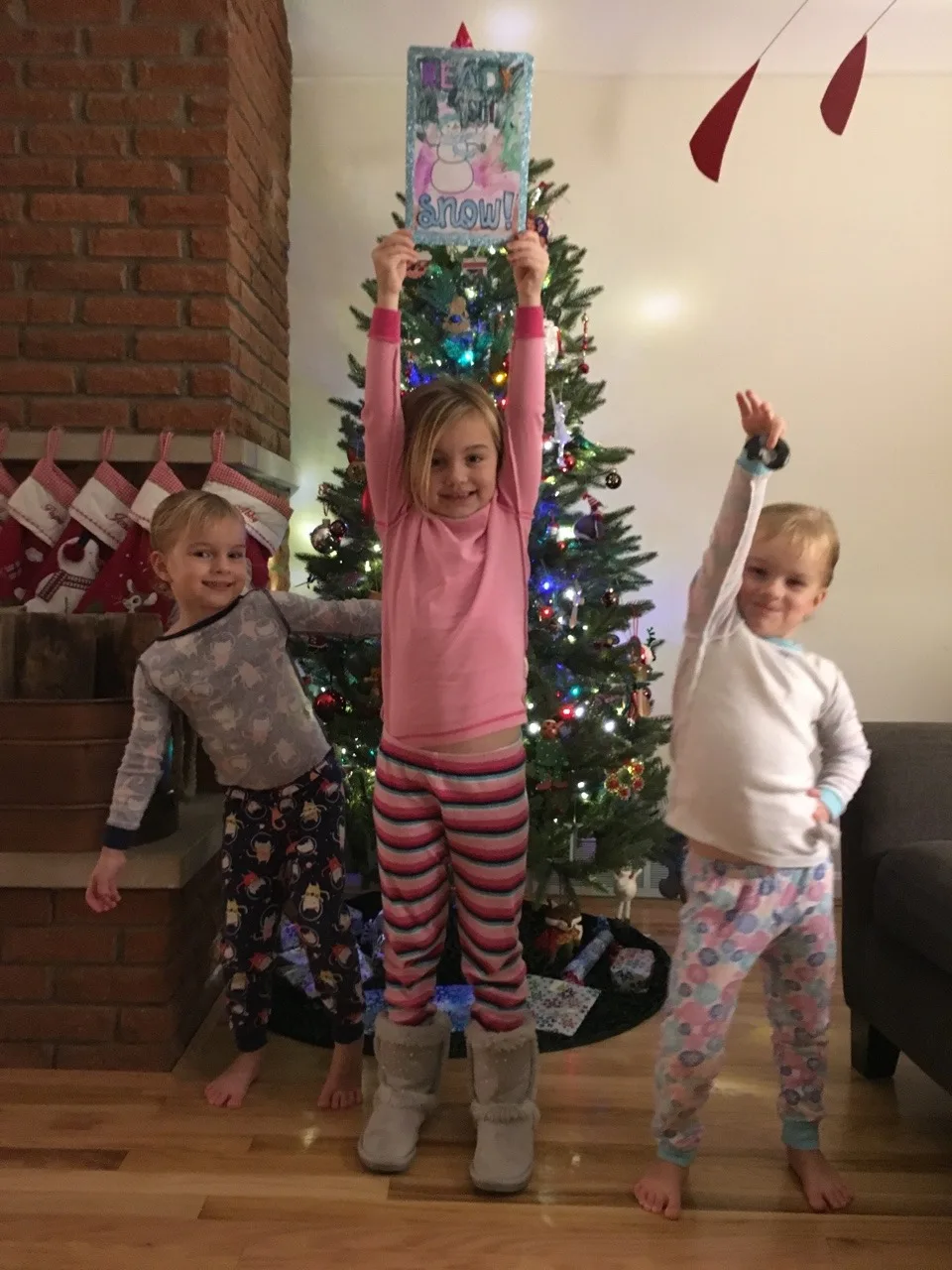 Pajama shirts inside out and backwards in hopes that some superstition can help the (snow) forecast.