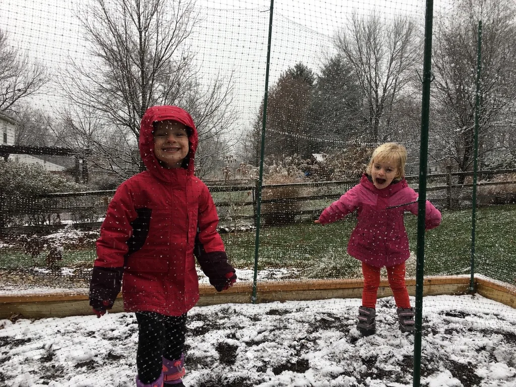 The pristine snow in the garden required some stomping.