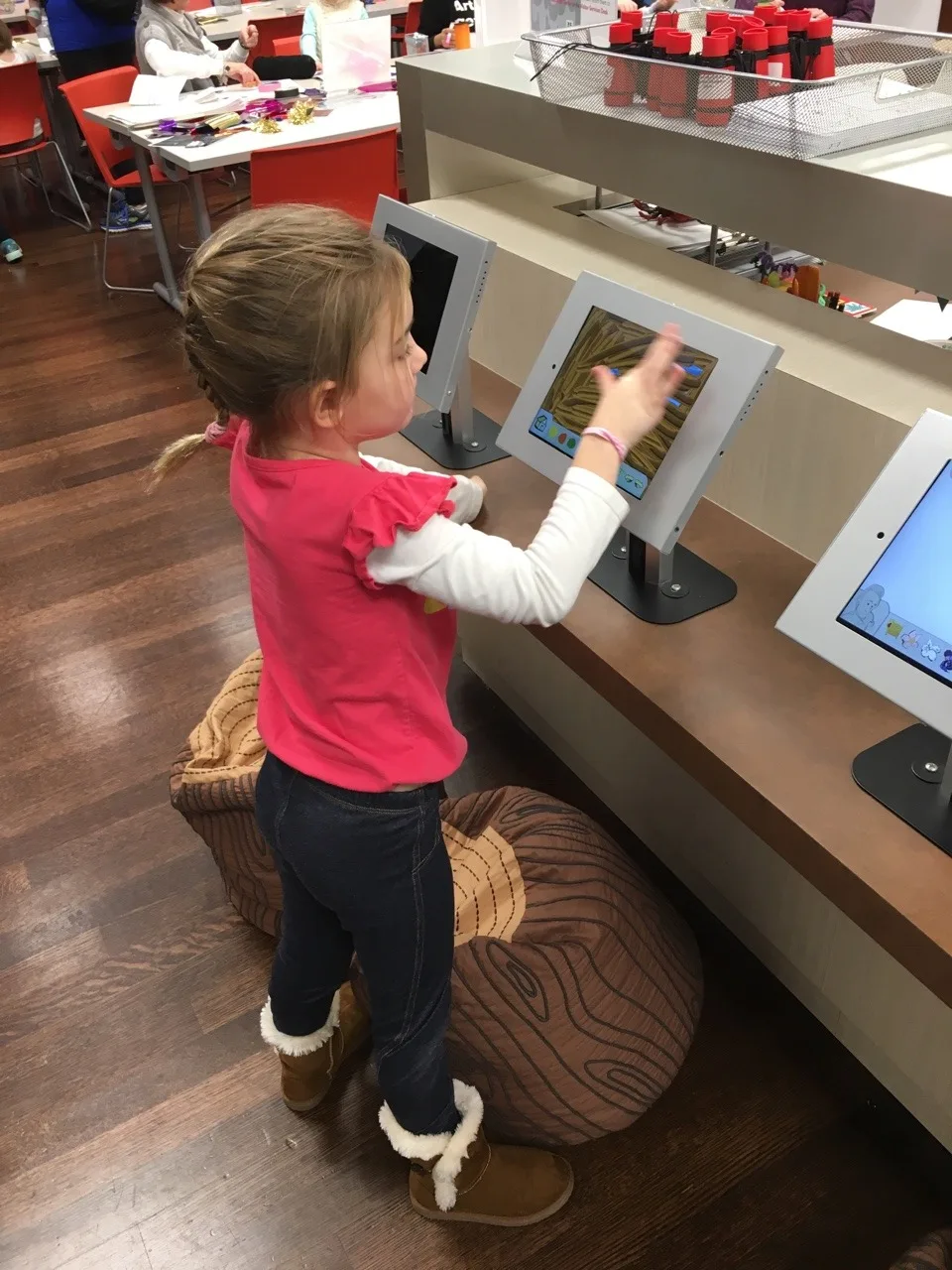 Thanks to the new interactive installations in the education center, the girls really enjoyed Wee Wednesday at the Art Museum this morning!