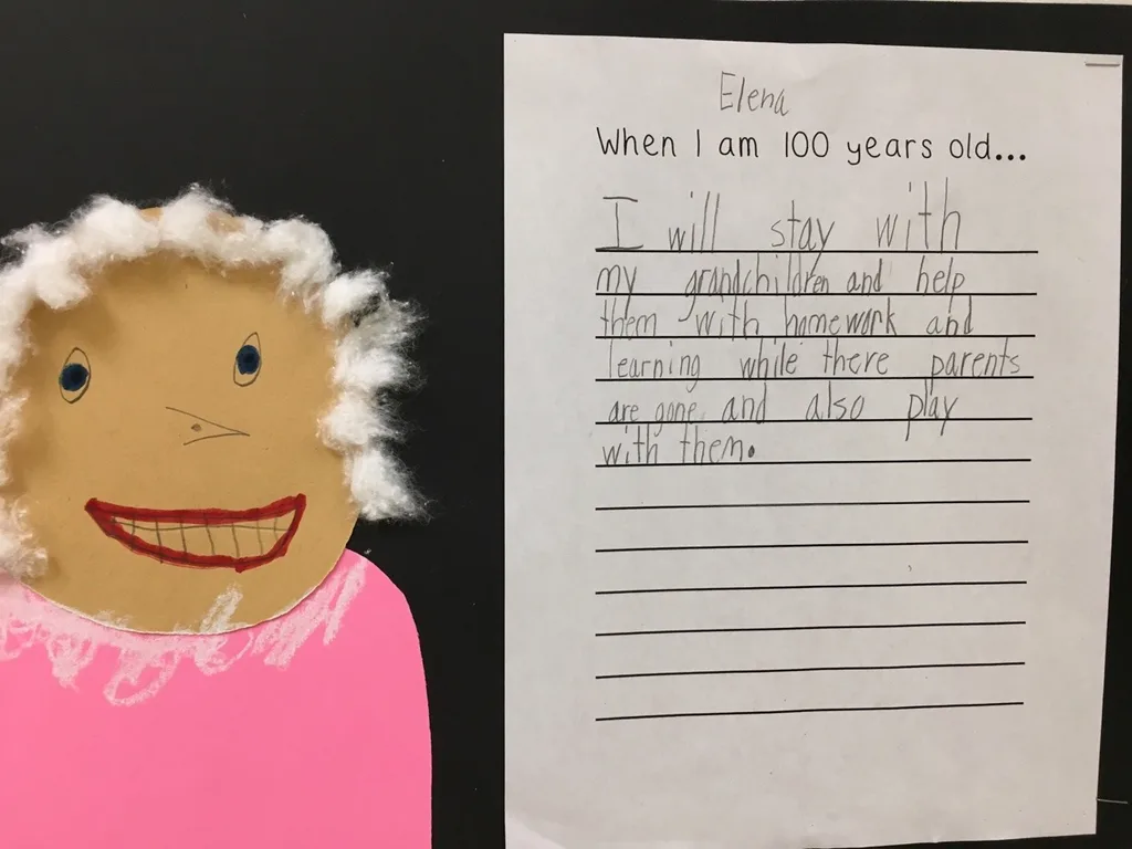 Abby’s class celebrated their one hundredth day of school on Tuesday. I got a nice chuckle out of the art hanging in the hallway today.