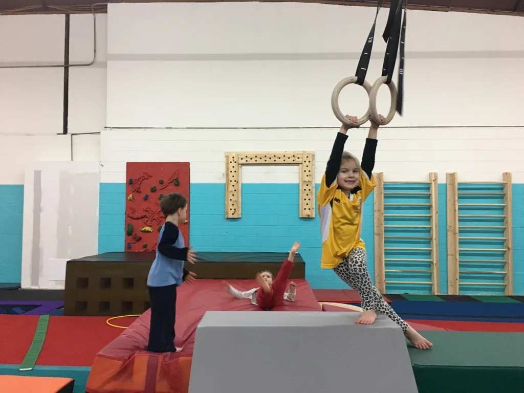 The girls love that our preschool playgroup keeps meeting at Gym Skills.