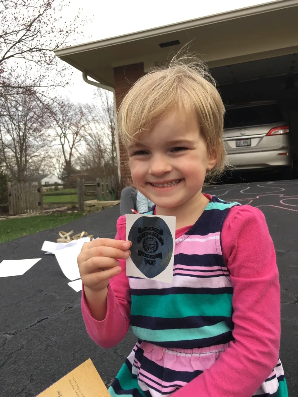 A police officer stopped in front of our house. I thought “oh geez, what’s wrong?” Turns out he was just pulling over to say hi and pass out stickers to all the kids. Gosh, I love Madeira!