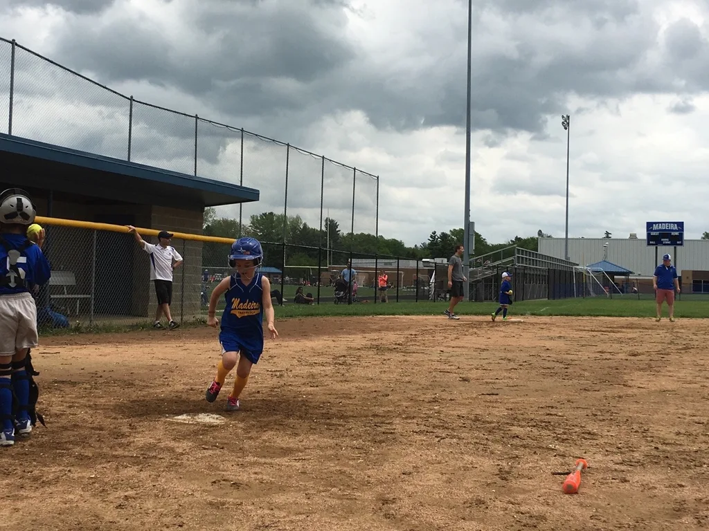 Abby had two at bats, scored two points, and had a really good time at her first softball game!