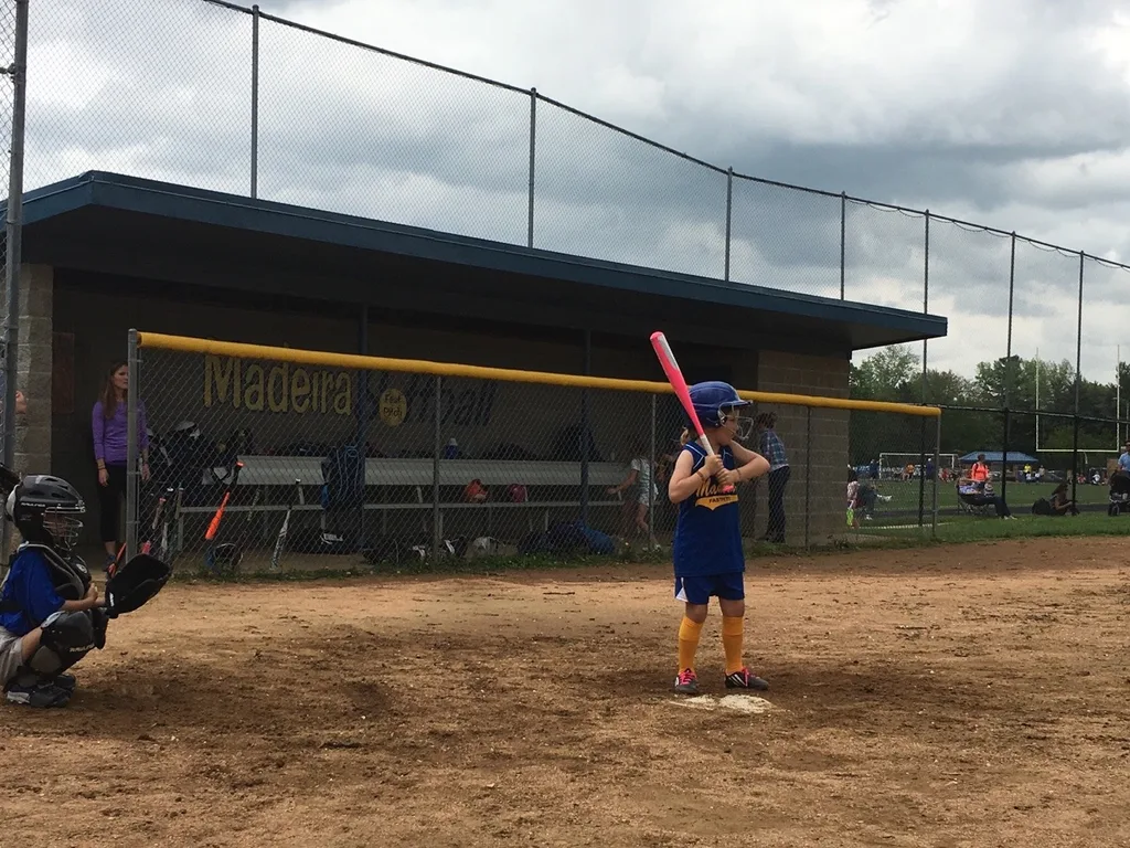 Abby had two at bats, scored two points, and had a really good time at her first softball game!