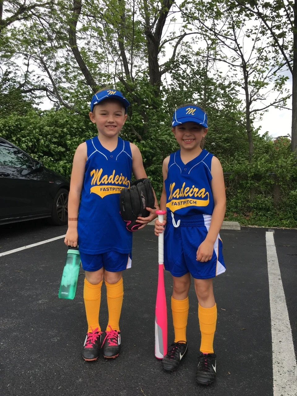 Abby had two at bats, scored two points, and had a really good time at her first softball game!