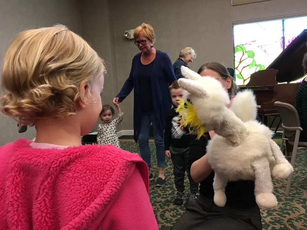 Gwen sat on my lap, but Josie boldly participated in the Peanut Butter and Jam concert today.