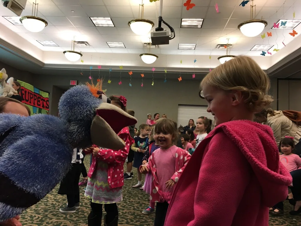 Gwen sat on my lap, but Josie boldly participated in the Peanut Butter and Jam concert today.