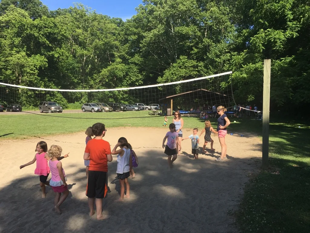These girls enjoyed two hikes in one day! The second was a shorter one at Joey’s high school graduation picnic party at Sharon Woods. They really liked the Lone Meadow Woods shelter with easy creek access and a sand volleyball court.
