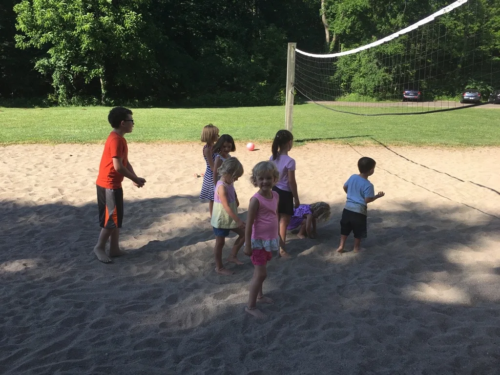 These girls enjoyed two hikes in one day! The second was a shorter one at Joey’s high school graduation picnic party at Sharon Woods. They really liked the Lone Meadow Woods shelter with easy creek access and a sand volleyball court.