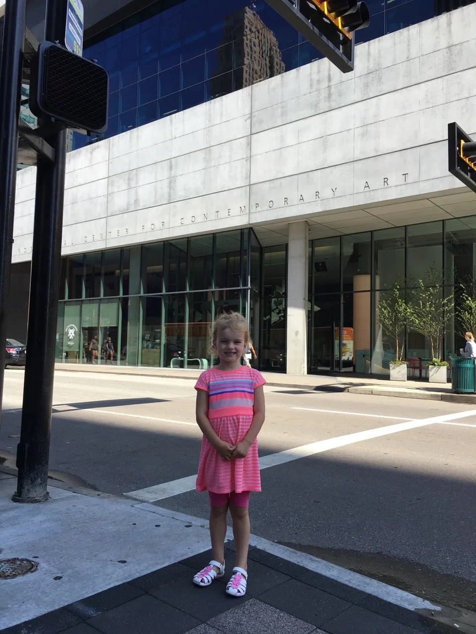 Girl date #2: Josie loved our urban adventure today. She was especially fond of the art activities and yoga at the Contemporary Arts Center. I wonder if she’ll fondly remember how I gave her tired legs a break by giving her a piggyback ride from Smale to Graeters.