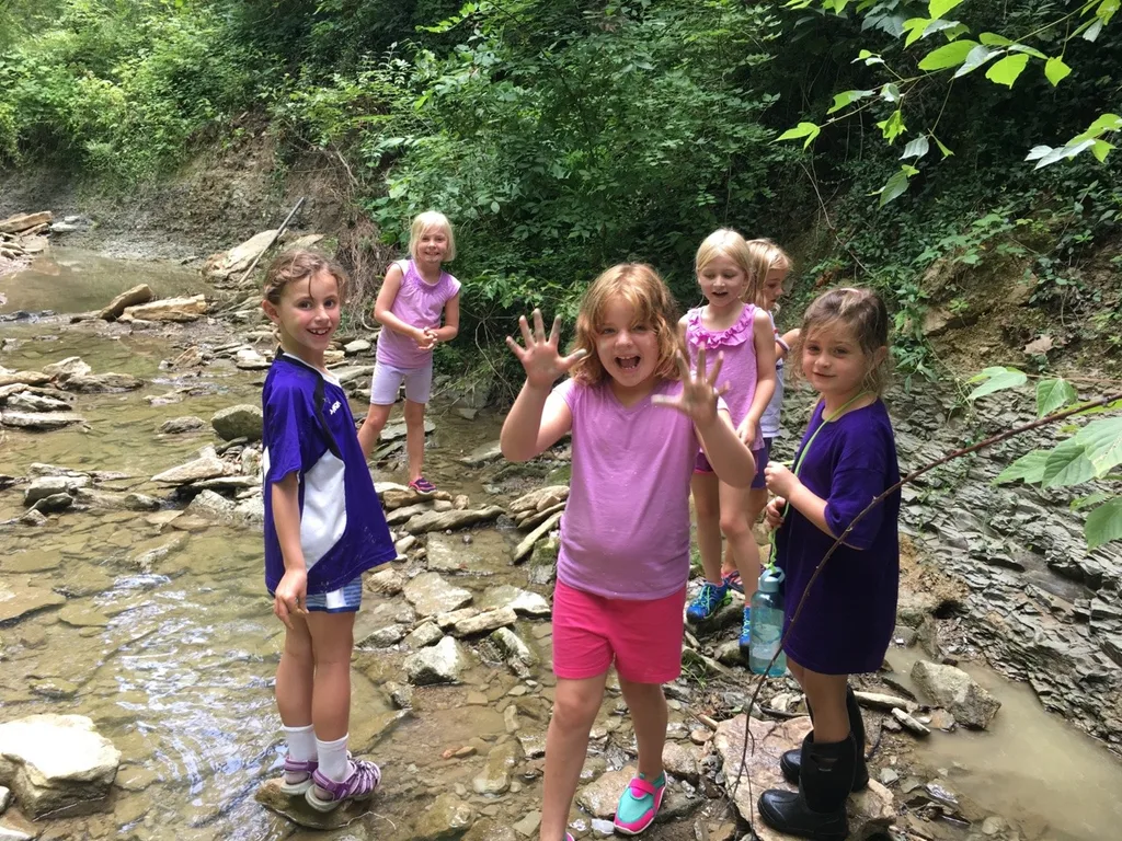 It’s unbelievable that tomorrow is already our halfway point for “Camp Hogwoods” Girl Scout Camp at French Park! So far, we’ve hiked, walked through the creek, played with clay, tie-dyed t-shirts, played games like Drip Drip Drench, watched a magic show, decorated banners and bandanas, performed friendship skits, sent PAs to Azkaban, gone on a scavenger hunt, visited with Zoo animals, made SWAPS, learned first aid skills, and more! It’s been a busy, but fun week.