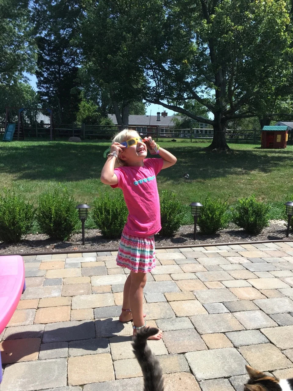 Solar eclipse 2017 – 90% coverage in our area. Abby was at school, Josie was vaguely interested, but Gwen checked it out every 10 minutes or so with me.