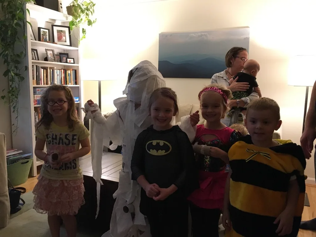 Gwen and Josie loved making slime, competing in a mummy race, and decorating cupcakes with friends at their 5th birthday costume party.