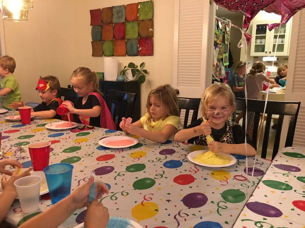 Gwen and Josie loved making slime, competing in a mummy race, and decorating cupcakes with friends at their 5th birthday costume party.
