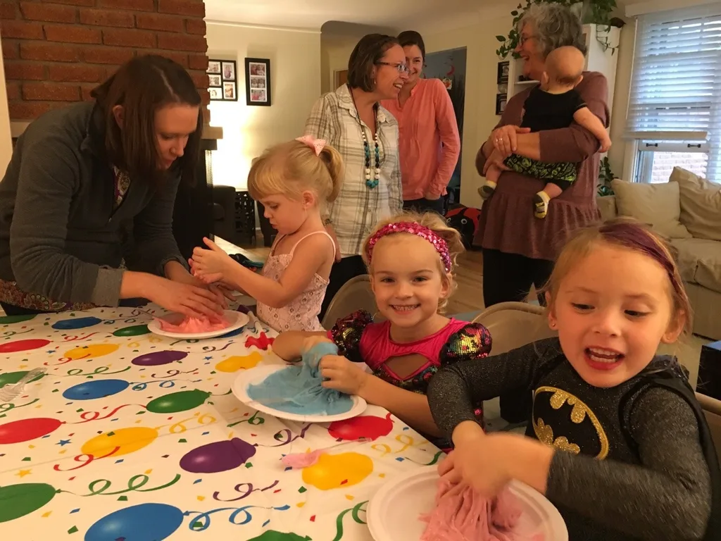 Gwen and Josie loved making slime, competing in a mummy race, and decorating cupcakes with friends at their 5th birthday costume party.
