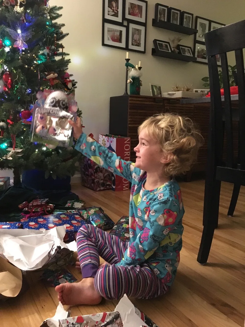 A rare gathering of all five sisters on Christmas Eve, and another fun Christmas morning with Auntie Em.