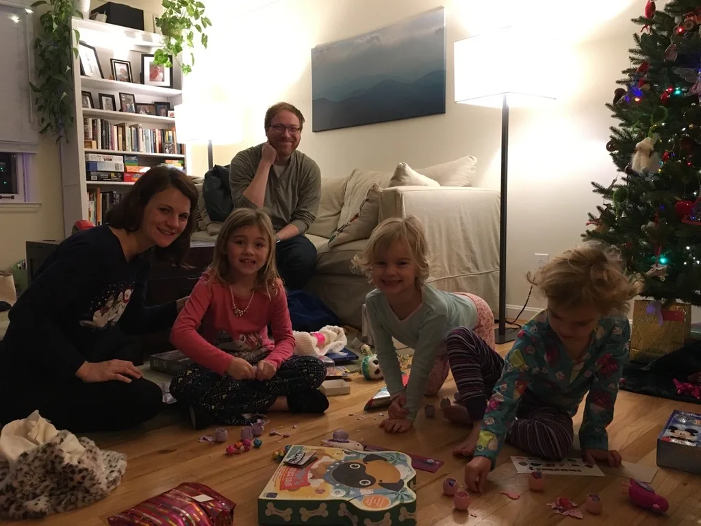 A rare gathering of all five sisters on Christmas Eve, and another fun Christmas morning with Auntie Em.