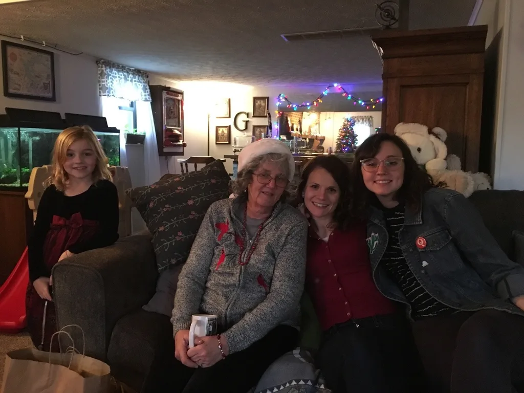 A rare gathering of all five sisters on Christmas Eve, and another fun Christmas morning with Auntie Em.