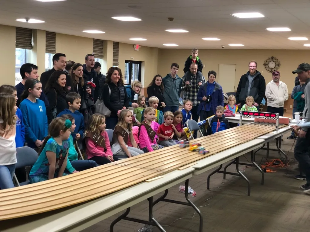 What a fun Girl Scout day - Pinewood Derby and Cosmic Bowling!
