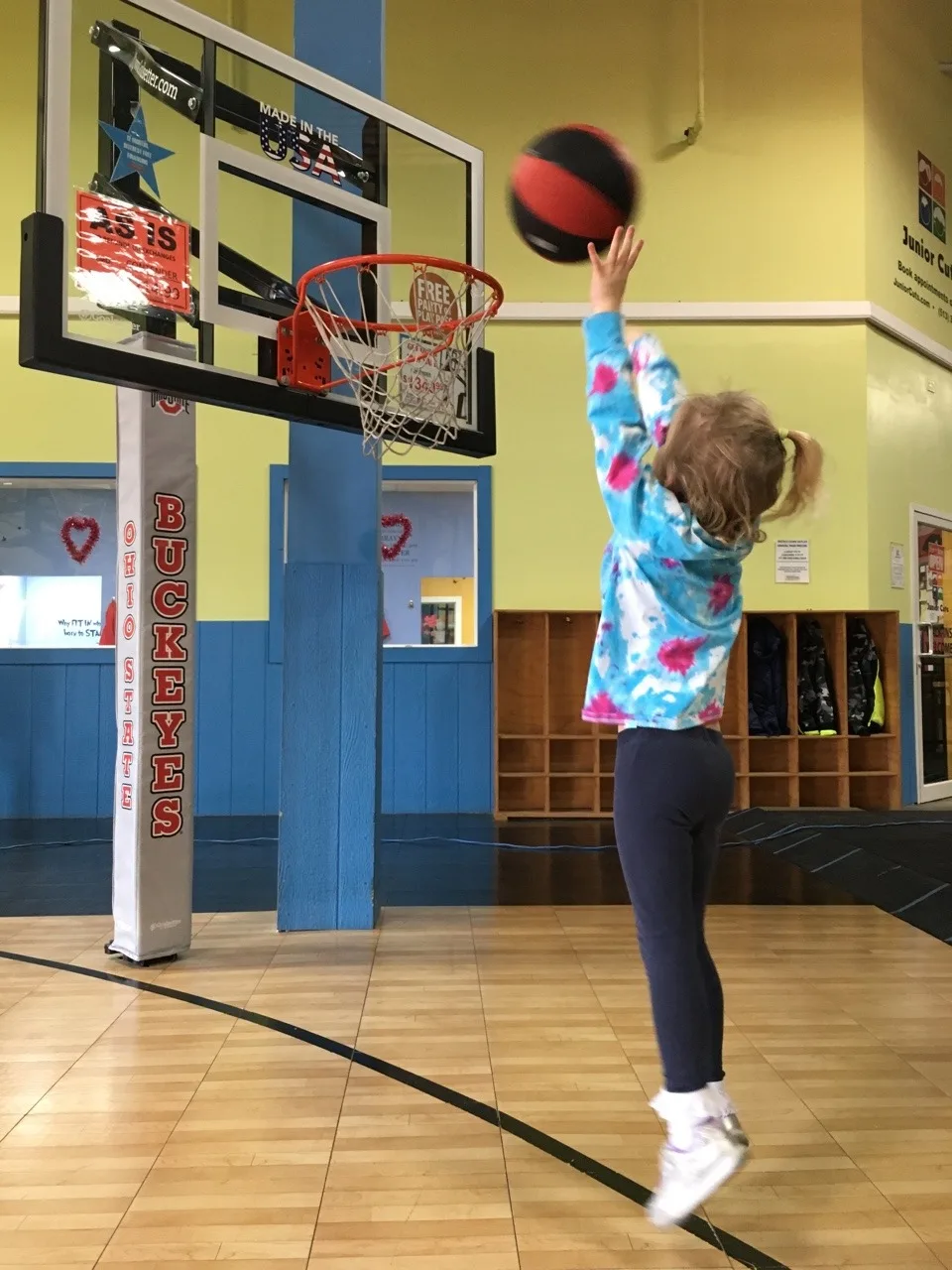 We discovered today that Gwen really likes basketball! Fifty baskets later, she finally decided she had practiced enough for one day.
