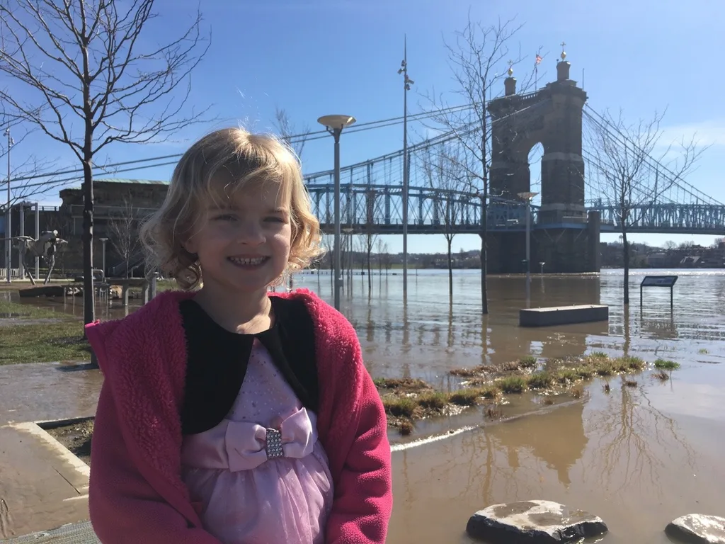 A flooded river, and waffles