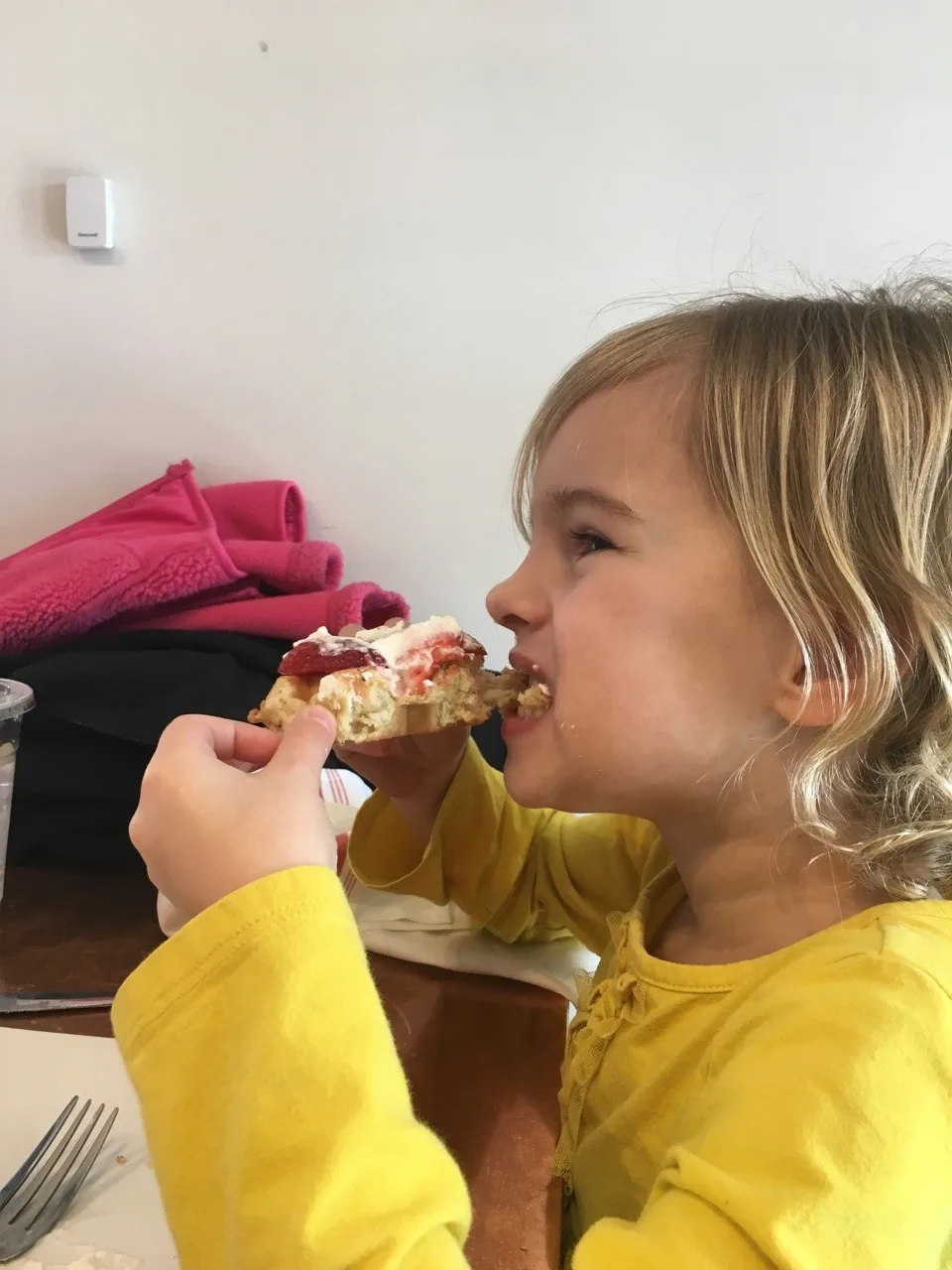 A flooded river, and waffles