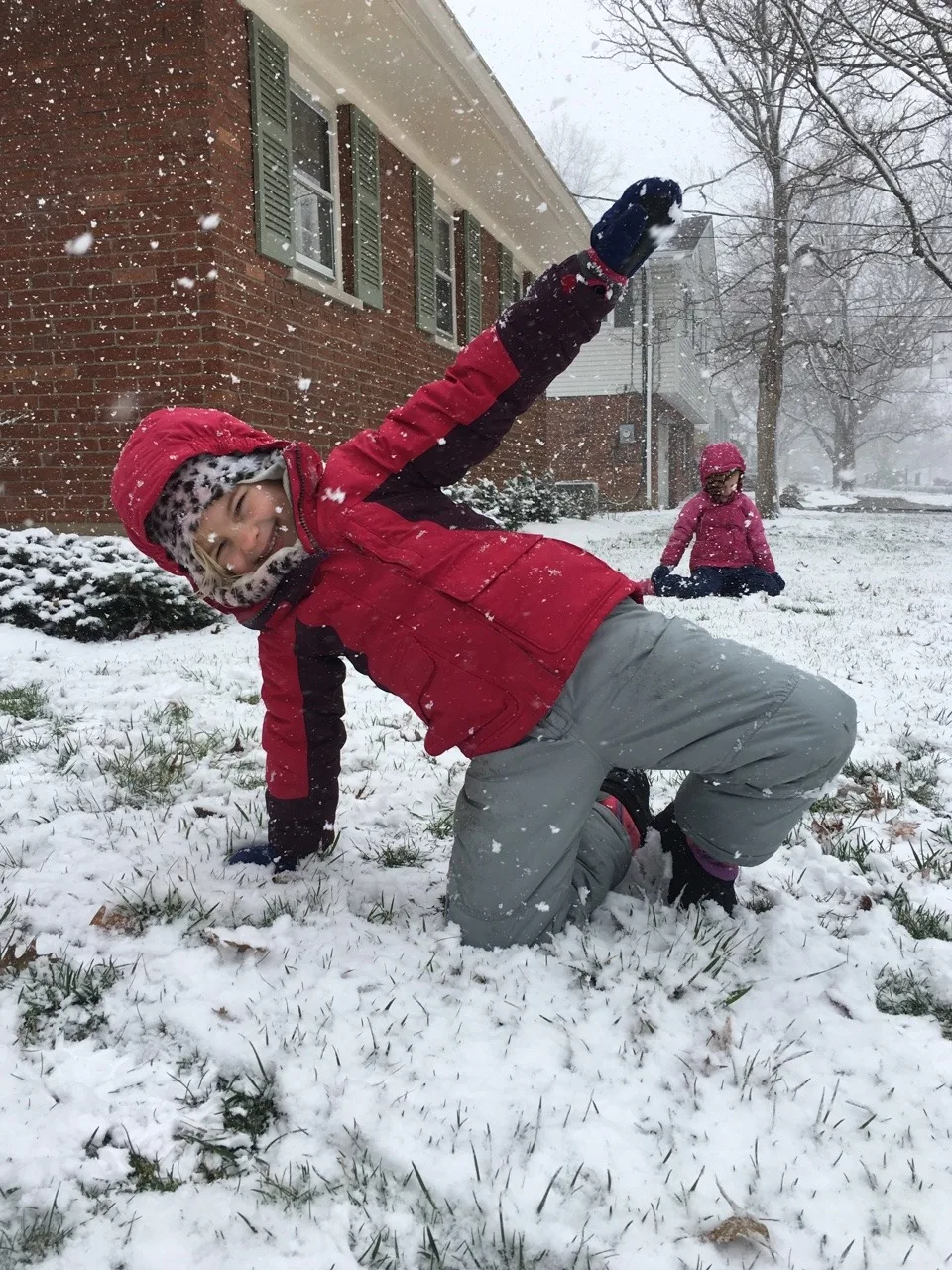 While I hoped it was the last hurrah of winter, Gwen and Josie were thrilled with our unexpected snow squall.