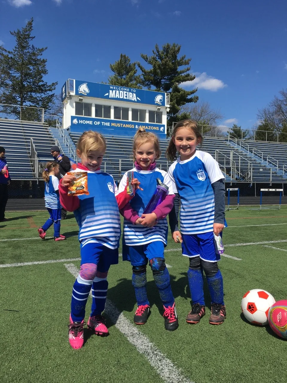 The girls all had their first soccer game of the season today! Everyone had a great time. Abby’s team won! Gwen and Josie’s team played hard, but were outmatched by some older girls.
