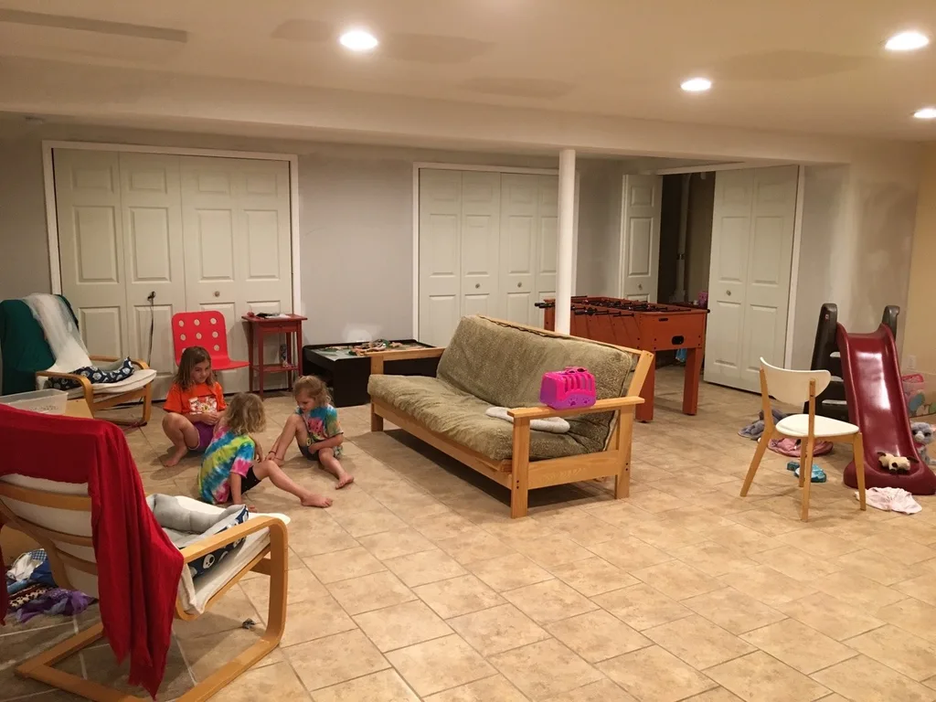 It still needs to be painted, but after four weeks our basement looks so much nicer!