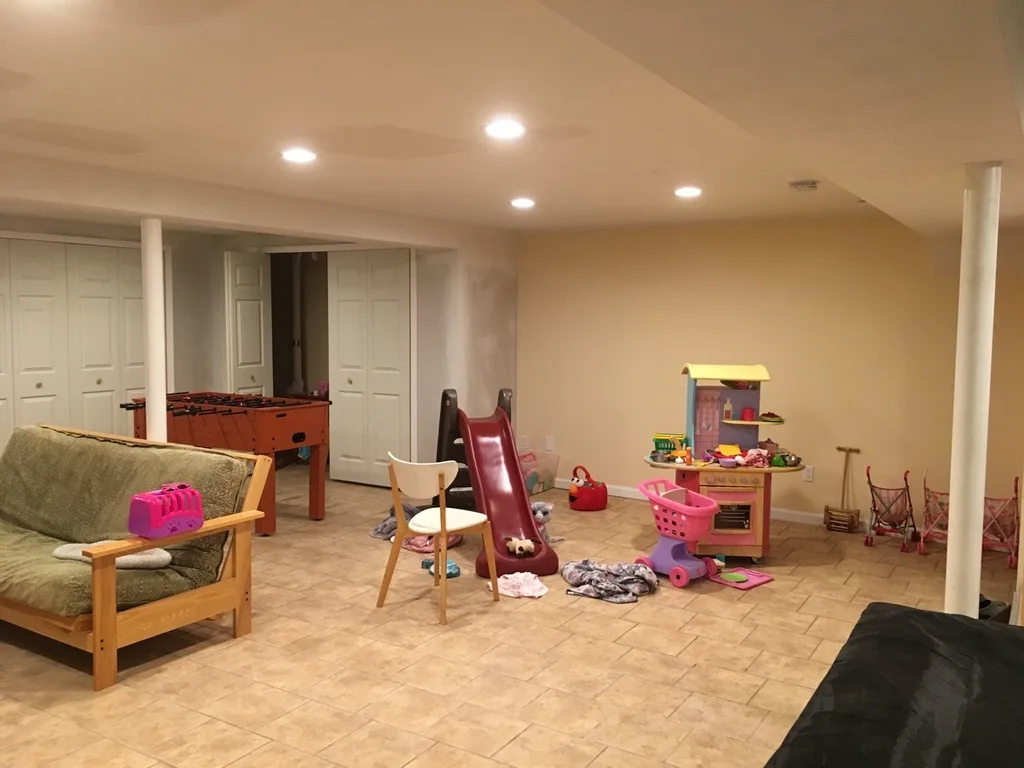 It still needs to be painted, but after four weeks our basement looks so much nicer!