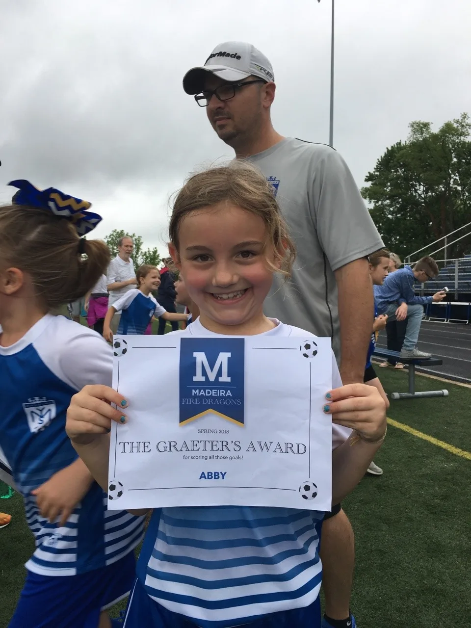 Last soccer game of the season was a tie, and Abby scored a goal!