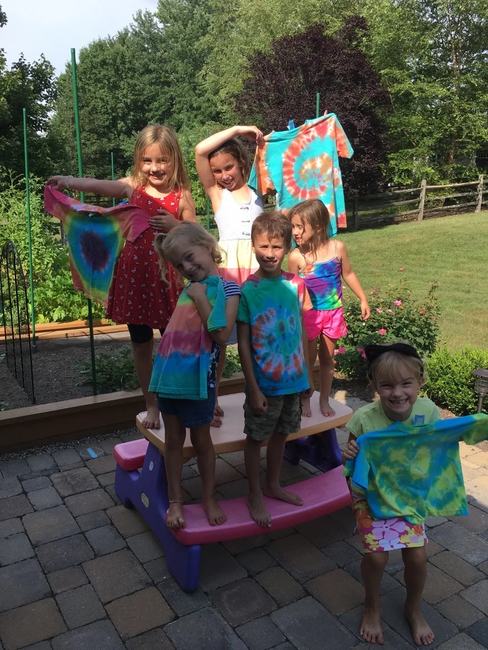 Tie-dye success! The t-shirts we made at our KHCC Kids Club turned out great!