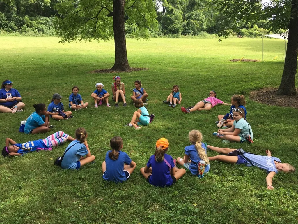 Girl Scout camp at French Park day 1. The girls were enthusiastic, and the weather was agreeable - a recipe for success! We hiked, spent time in the creek, started our nature crafts by creating a nature notebook, decorated bandanas (an important camp accessory), designed a “thought bubble” to represent our unit at camp, played drip drip drench, learned some camp games and songs, and more! Whew!