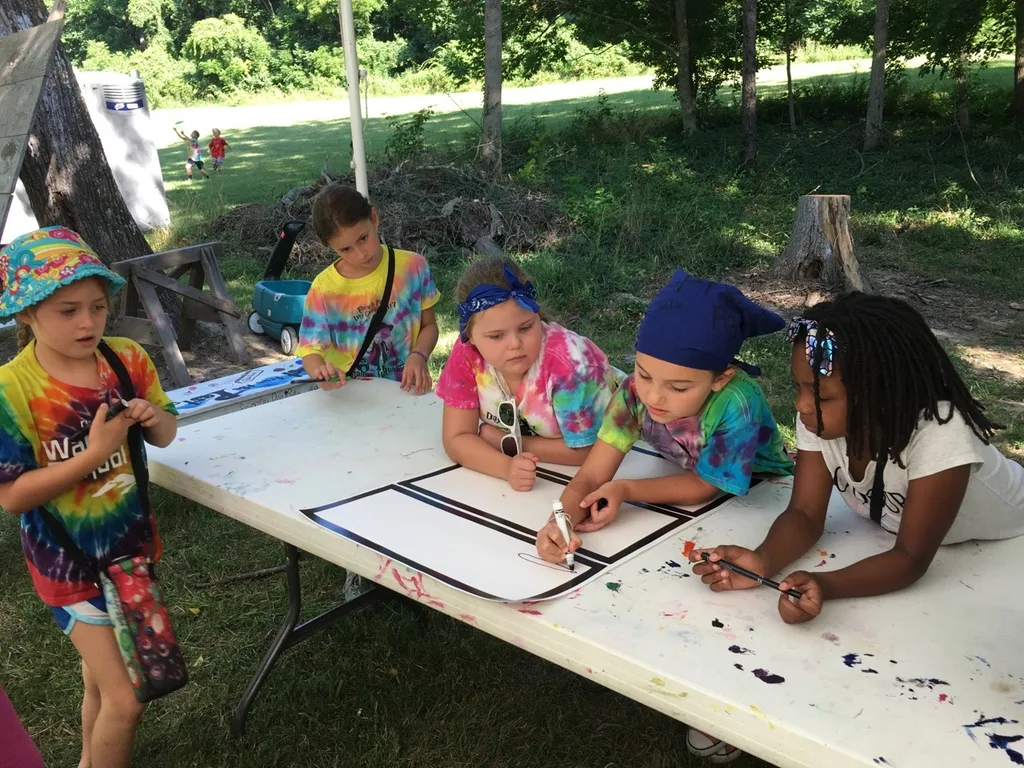 We had another good day at Girl Scout camp! In addition to hiking and creeking, the girls showed off their storytelling and drawing skills for our all-camp comic, added to their nature notebooks, learned fun Girl Scout games from the Red Unit, tie-dyed t-shirts, played drip drip drench, sang songs to the Pixies, and more!