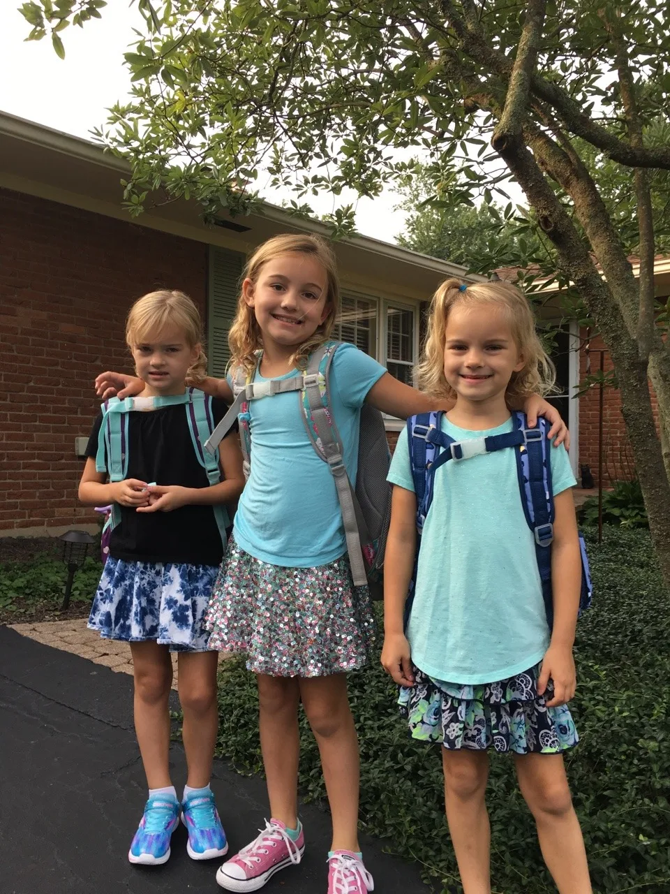 Gwen and Josie’s first day of kindergarten! They were excited, but also nervous and “a little scared,” as Gwen said at breakfast. I couldn’t get them to pose for many pictures, but they did climb right on the bus. I only cried once after they left.