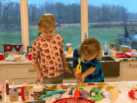 The girls had fun making cookies at Stella and Ruby’s house.