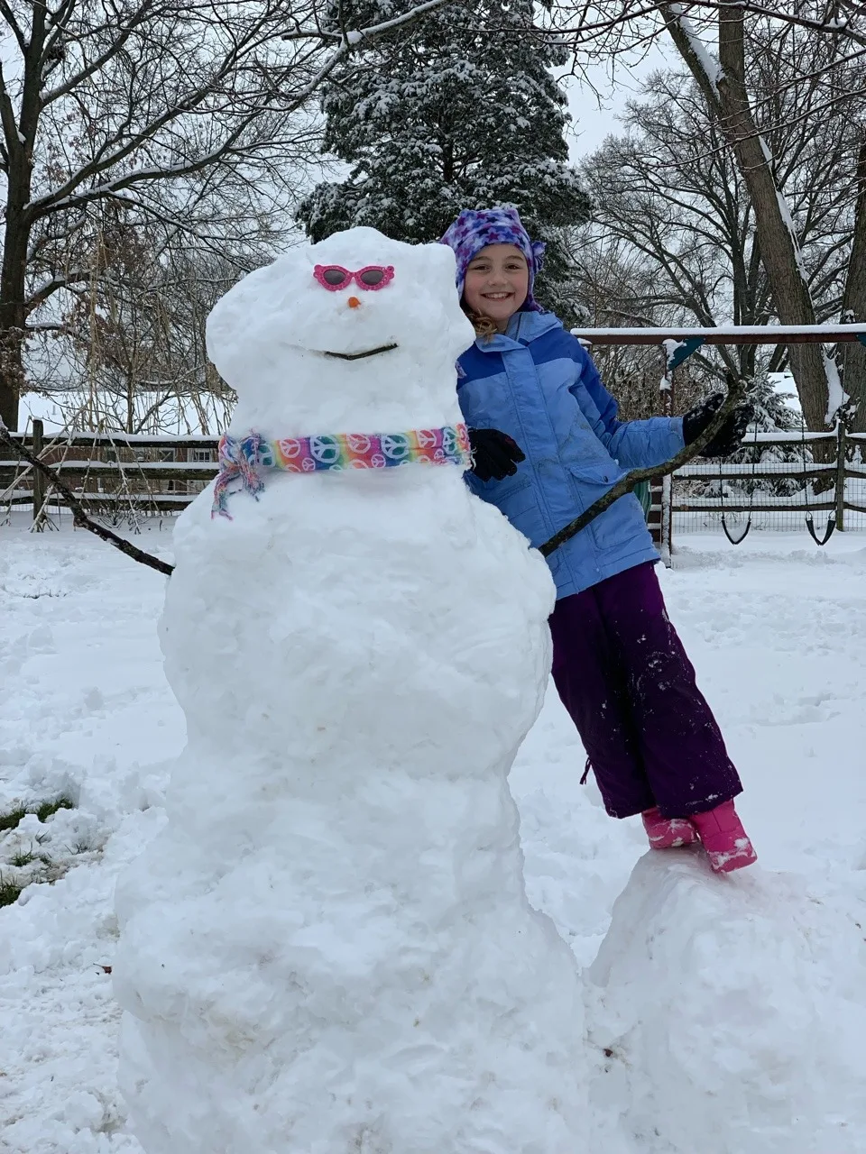 More snow! The girls built the BEST snowman!