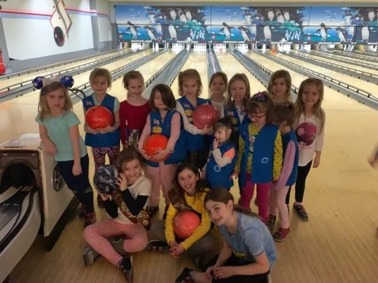 Our Brownies hosted Cosmic Bowling - sold out alley with 144 girls from 13 troops!