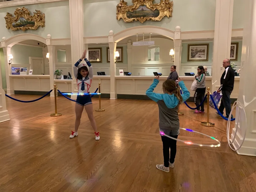 Our “restful” resort day at Disney included a thunderstorm, high winds, and cooler temps. We still enjoyed some arcade fun, lunch at Disney Springs, a surrey bike ride around the Boardwalk, swimming, a boat ride, and entertaining shows on the Boardwalk. Thank goodness the pools are heated!