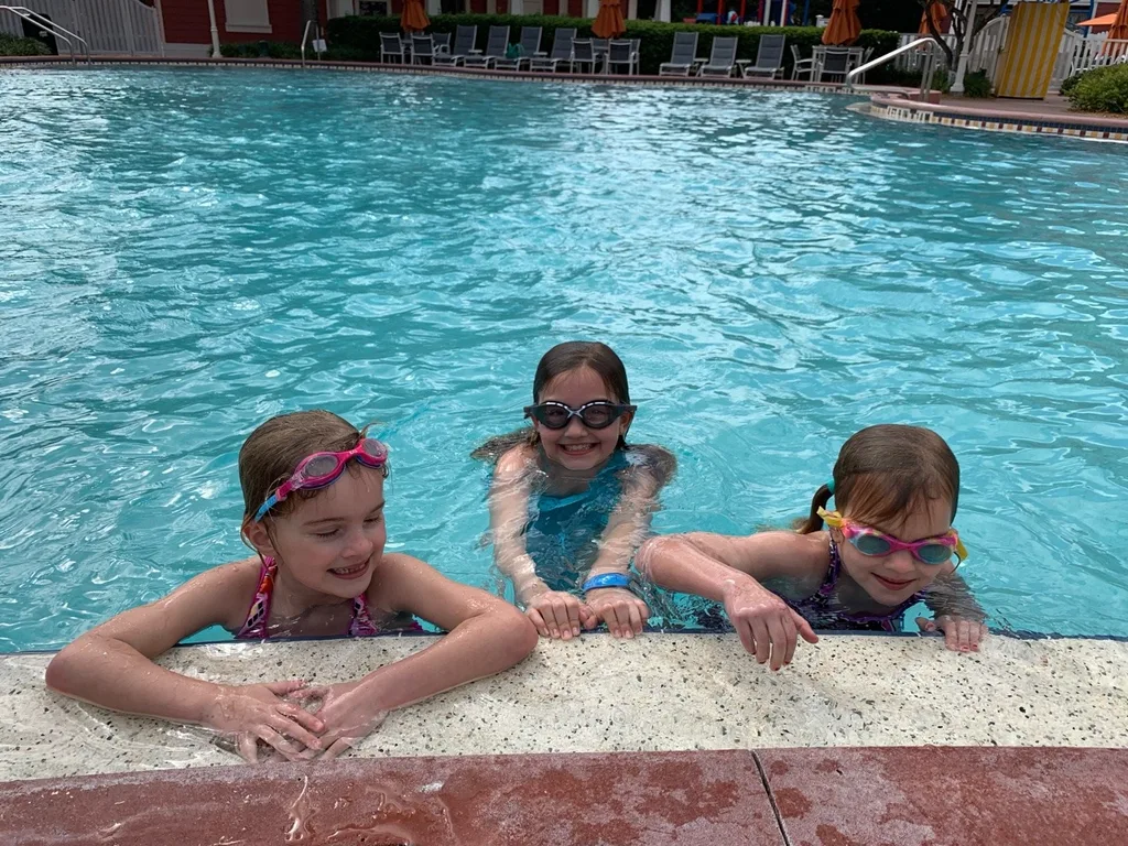 Our “restful” resort day at Disney included a thunderstorm, high winds, and cooler temps. We still enjoyed some arcade fun, lunch at Disney Springs, a surrey bike ride around the Boardwalk, swimming, a boat ride, and entertaining shows on the Boardwalk. Thank goodness the pools are heated!