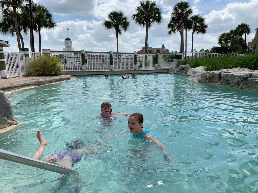 Thanks to a pool “maintenance issue,” we had a fun last morning exploring our community hall and pool, and pool-hopping at the Disney Beach & Yacht Club!