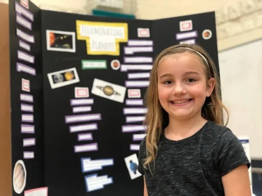 Research Fair - Abby, Nora and Anna all researched something related to space.