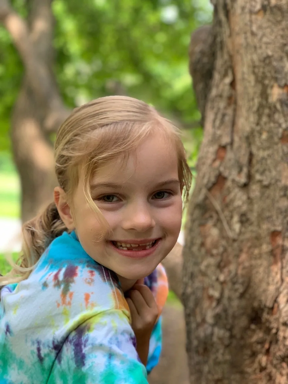 When you find a perfect climbing tree on a beautiful day, you take a few cute girl pictures.