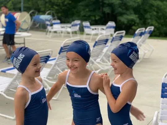 Gwen and Josie got excited about swimming after attending a real swim meet, and so they all swam at the mini-meet this morning!
