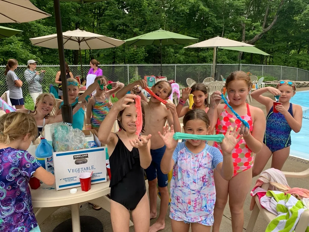 Cool and rainy, but these Junior Girl Scouts still had fun! Lots of swimming, SWAPS, slime, and pizza. Of course, the sun came out five minutes after the party ended!