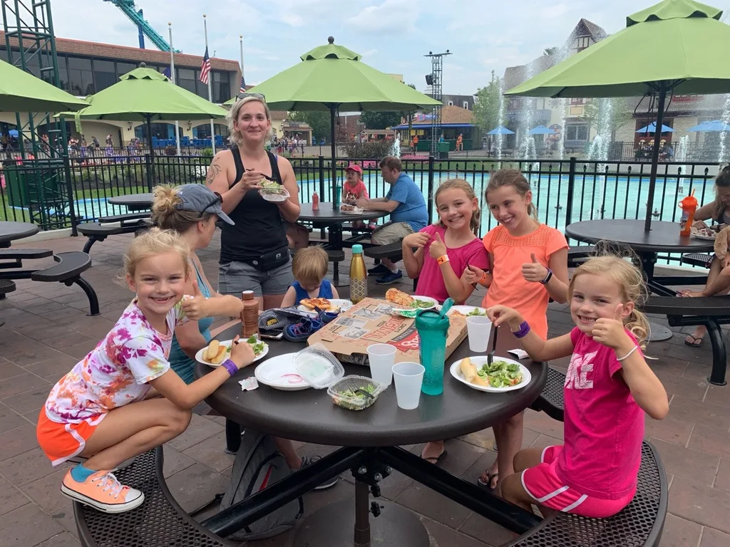 Summer Adventure list: Kings Island! It rained on us, but we still had a blast! Our girls were adventurous. Josie rode her first roller coaster, and loved it! Abby rode Drop Tower and every roller coaster except Diamondback and the Beast, but missed those only because we ran out of time. Gwen tried both the Racer and Adventure Express, her first two coasters outside Snoopy Land.