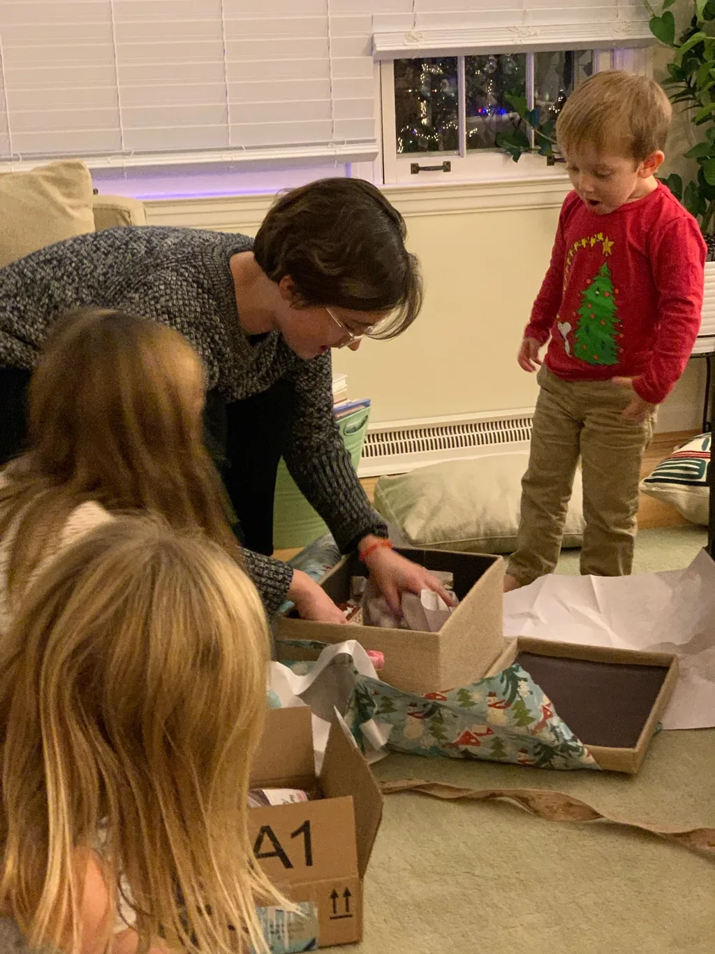 Christmas Eve: Abby’s new rules for the gift grab were a hit!